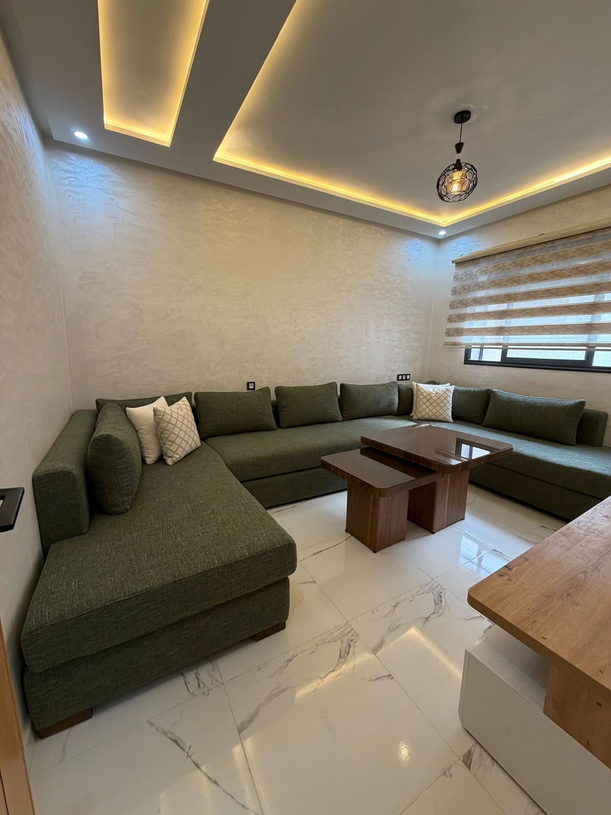 Salon marocain vert moderne